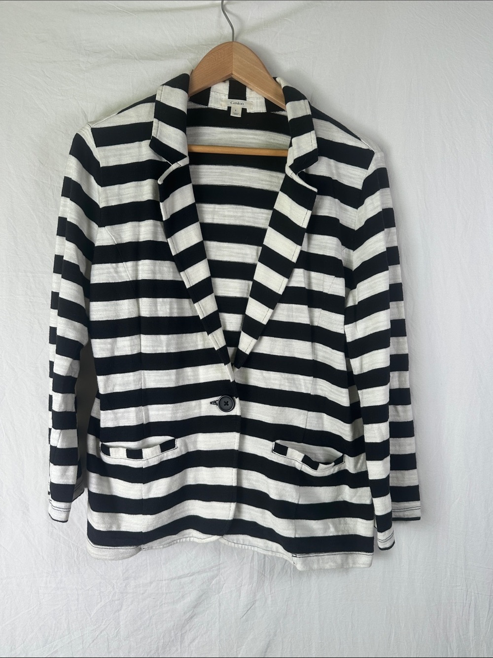 Caslon Black & White Striped Knit Blazer